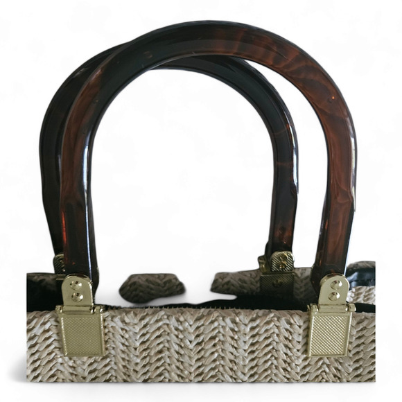 Straw/Raffia Medium Size Crossbody Handle Shoulder Handbag NWOT - Picture 2 of 5